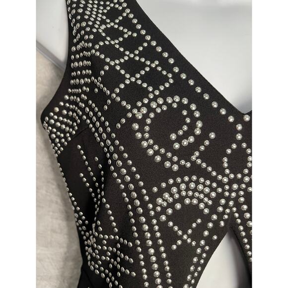Love Nation Black Silver Studded Romper Women’s Small – Cutout Front, Open Back - Picture 3 of 10